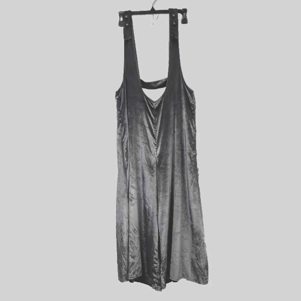 Anthropologie Maeve Jumpsuit XS Silver Velvet Wide Leg Oversize Romper Jumpsuit